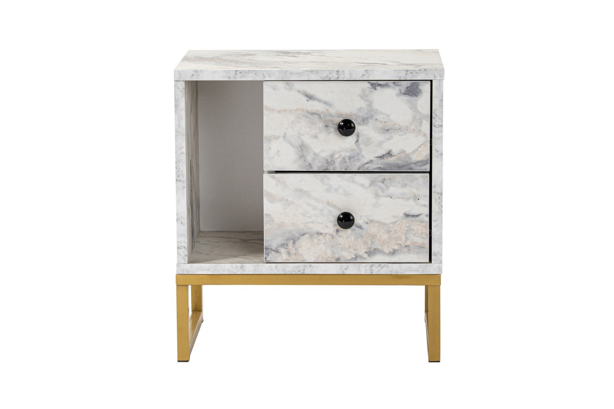 Nightstand Marble Melamine Golden Frame Pulsar 