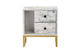 Nightstand Marble Melamine Golden Frame Pulsar 