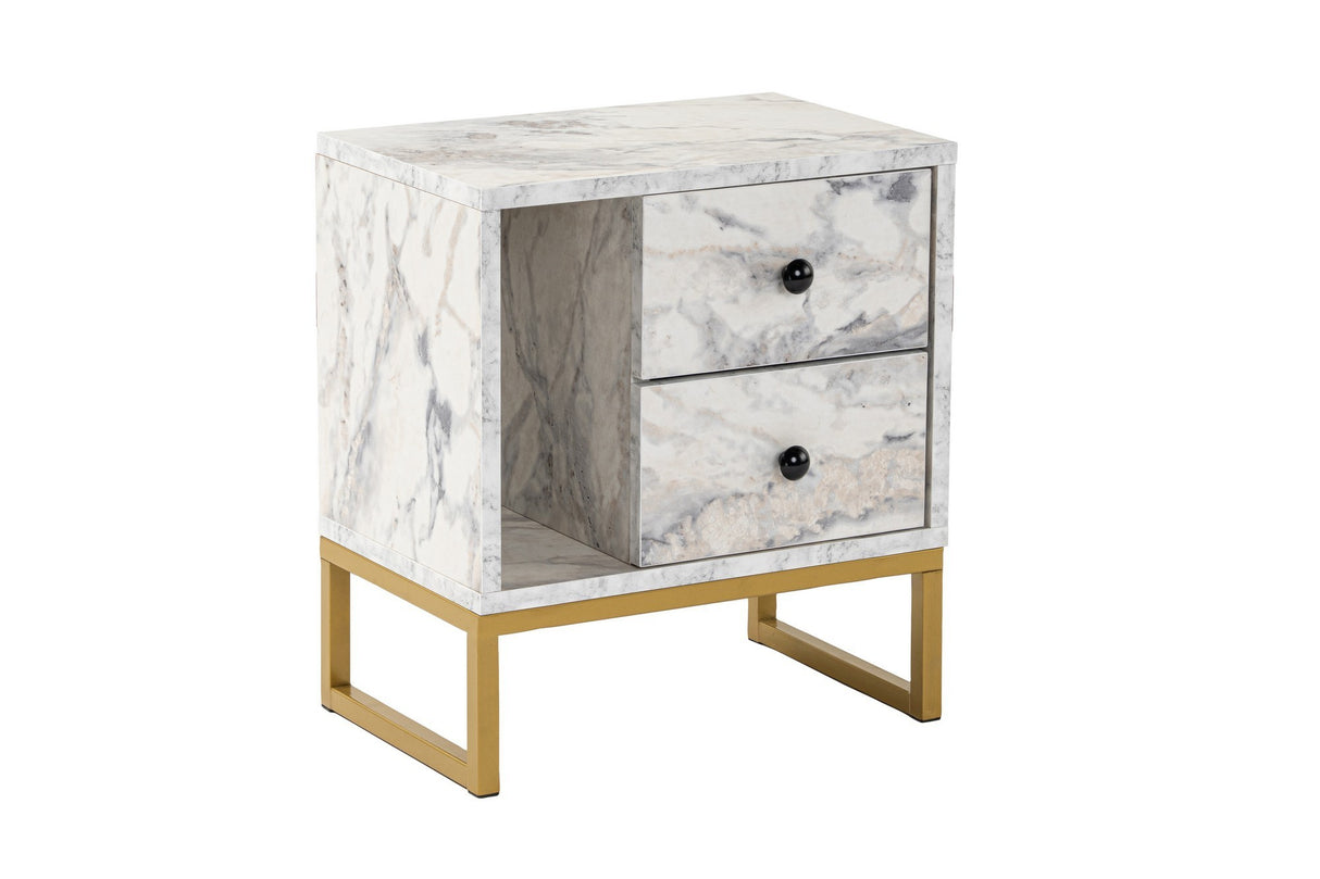 Nightstand Marble Melamine Golden Frame Pulsar 