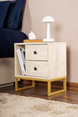 Nightstand Beige Melamine Pulsar - Golden Frame 