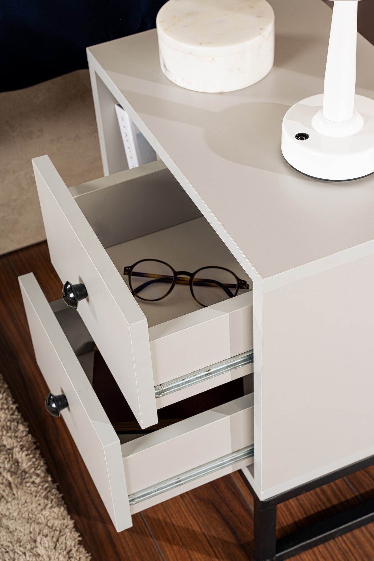 Nightstand Gray Melamine Pulsar - Black Frame 