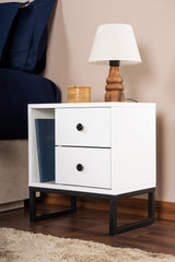 Nightstand White Melamine Pulsar - Black Frame 