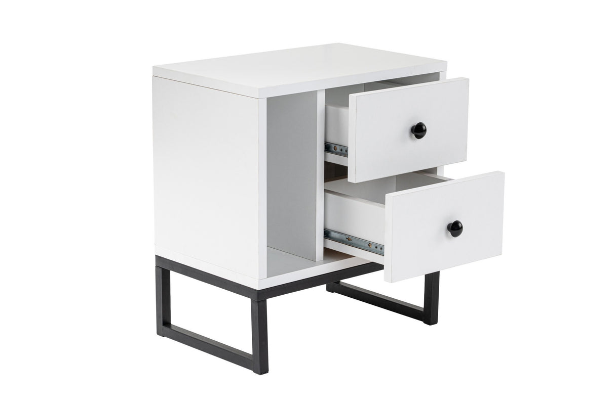 Nightstand White Melamine Pulsar - Black Frame 