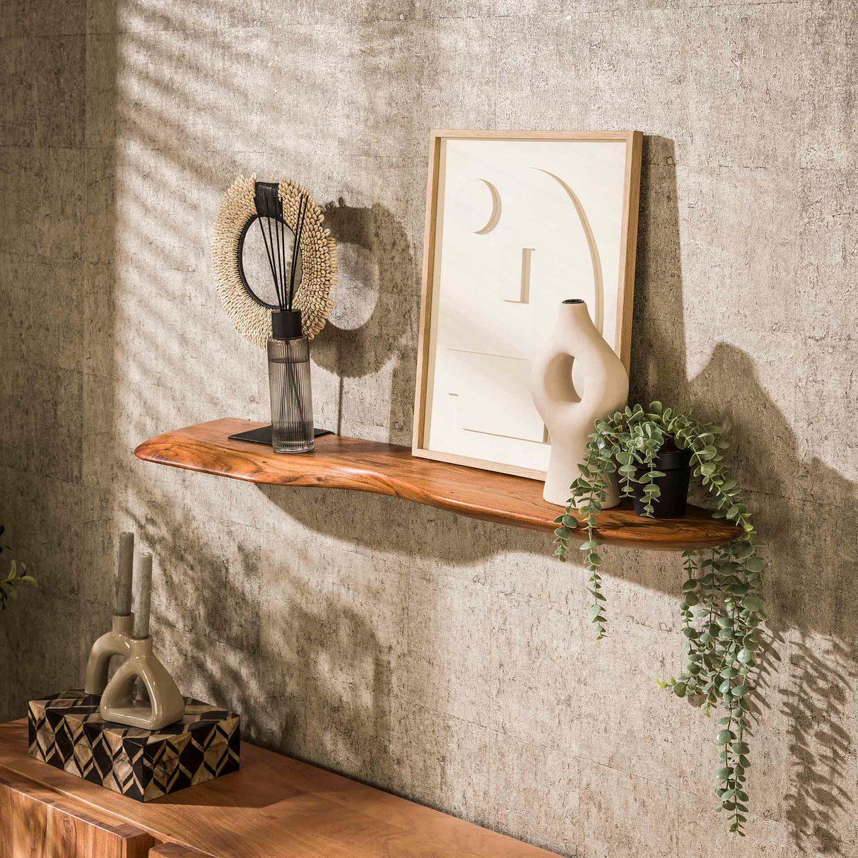 Nordic Wall Shelf 120 Solid Acacia Wood 