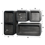 Set of 4 wall shelves Kai Acacia Wood Dark gray