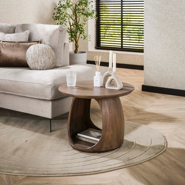 Bijzettafels - Bijzettafel Nore Massief Acacia Bruin 60x60x46 cm - Dimehouse