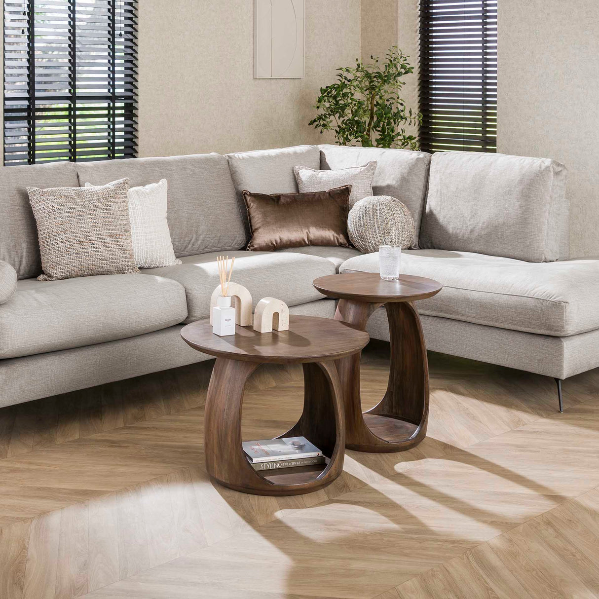 Bijzettafels - Bijzettafel Nore Massief Acacia Bruin 60x60x46 cm - Dimehouse