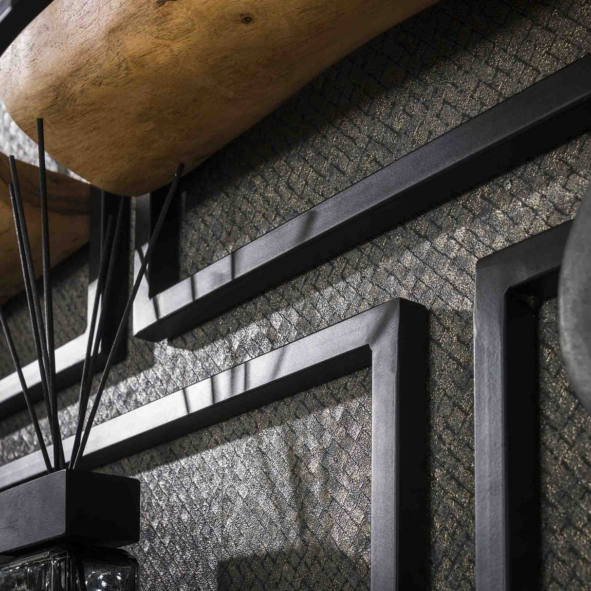 Set of 5 Wall shelves Viggo Acacia Wood Metal