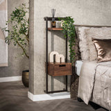 Oslo 1-drawer bedside table Solid Acacia Drift Brown 