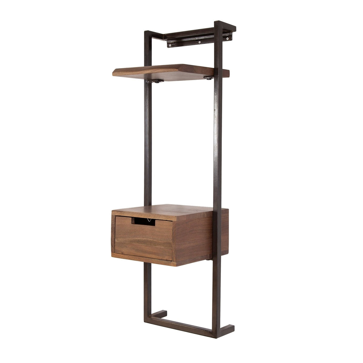 Oslo 1-drawer bedside table Solid Acacia Drift Brown 