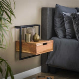 Bedside table Naomi DH Interior Acacia LxWxH 49x47x20 Acacia wood Atmospheric photo diagonal front view