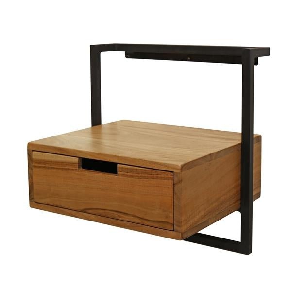 Bedside table Naomi DH Interior Acacia LxWxH 49x47x20 Acacia wood White photo diagonal front view