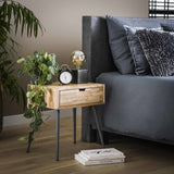 Bedside table Cloë DH Interior Weathered LxWxH 50x40x19 Teak Atmospheric photo diagonal front view
