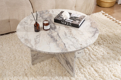 Round Coffee Table Armo Marble Look 80 cm 