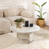 Coffee tables - Round Coffee Table Vano Marble Look 80 cm - Dimehouse