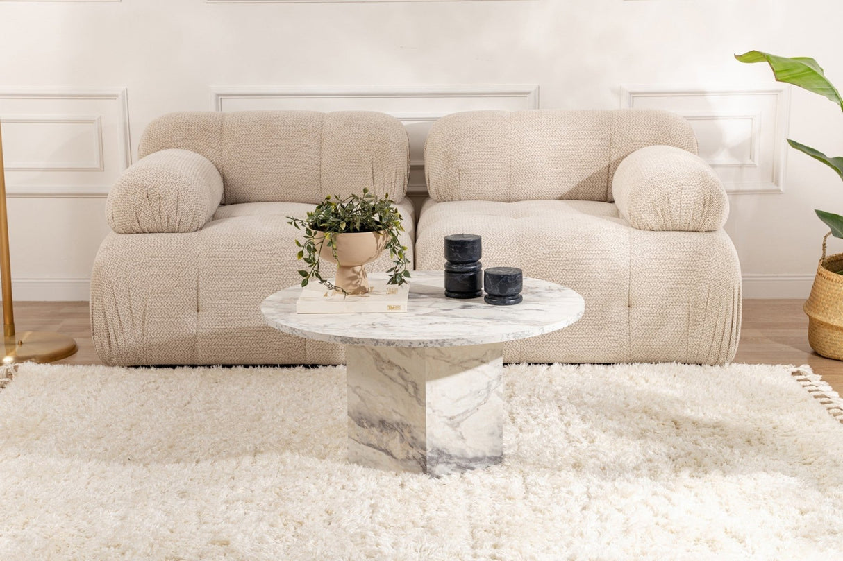Coffee tables - Round Coffee Table Vano Marble Look 80 cm - Dimehouse