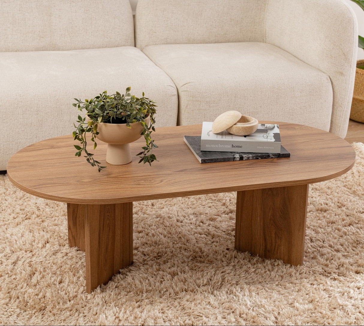 Oval Coffee Table Wood Look - 120x60 
