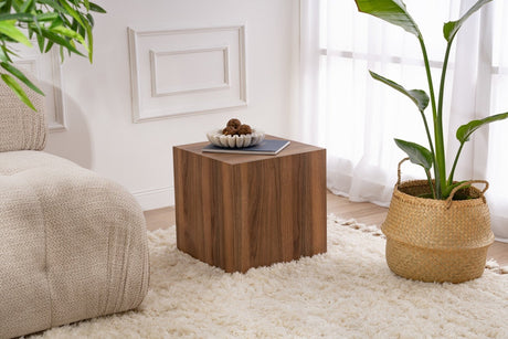 Modern Side Table Cube Square Walnut Look - 45x45x50 cm 