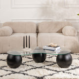 Coffee Table Kidney Shape Organic - Glass - Black Frame 120x70 cm 