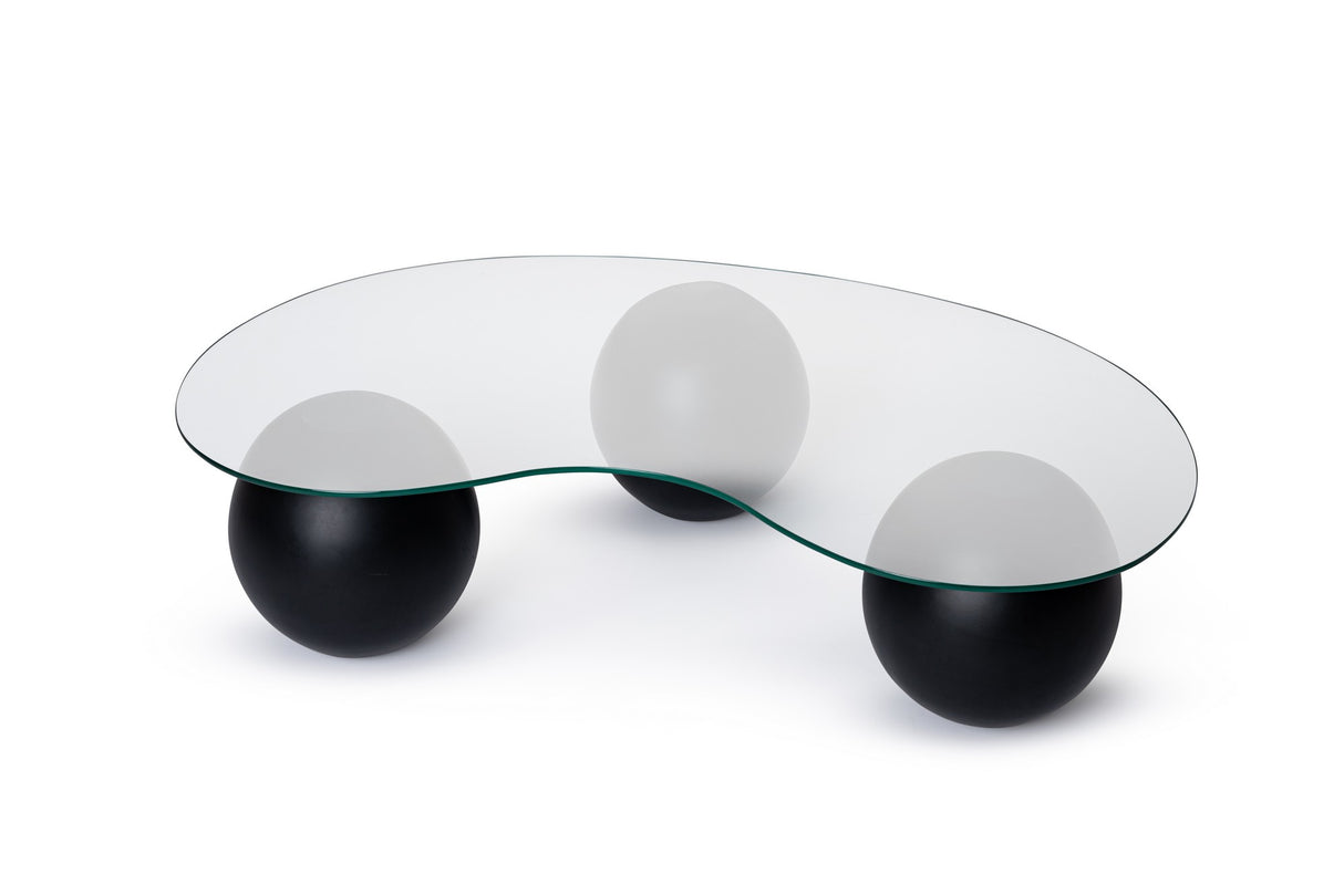 Coffee Table Kidney Shape Organic - Glass - Black Frame 120x70 cm 
