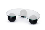 Coffee Table Kidney Shape Organic - Glass - Black Frame 120x70 cm 