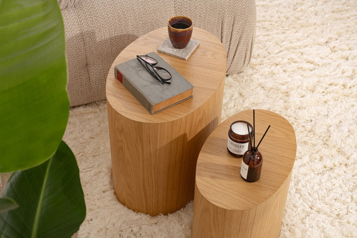 Coffee Table Set of 2 Ileps Oak Wood Look - 34x40 / 25x33 cm 