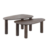 Coffee table set of 2 Myla Organic Teak Wood Brown 