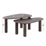 Coffee table set of 2 Myla Organic Teak Wood Brown 