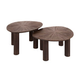 Coffee table set of 2 Myla Triangular Teak Wood Brown 