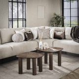 Coffee table set of 2 Myla Organic Square Teak Brown - Japandi