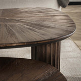 Coffee table set of 2 Myla Organic Square Teak Brown - Japandi