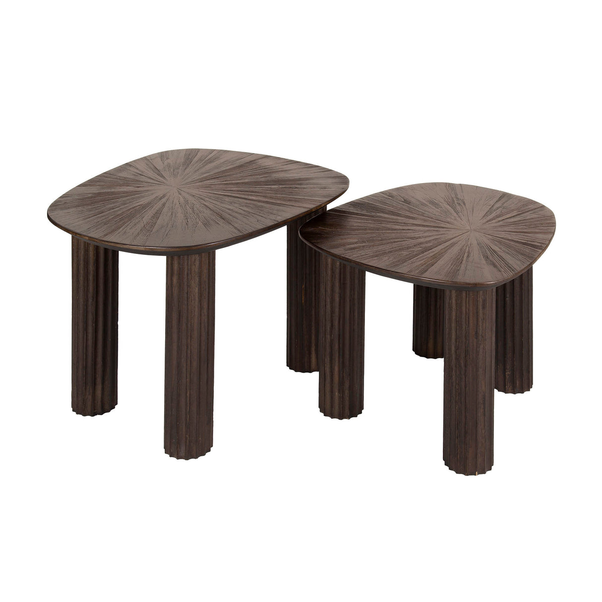 Coffee table set of 2 Myla Organic Square Teak Brown - Japandi