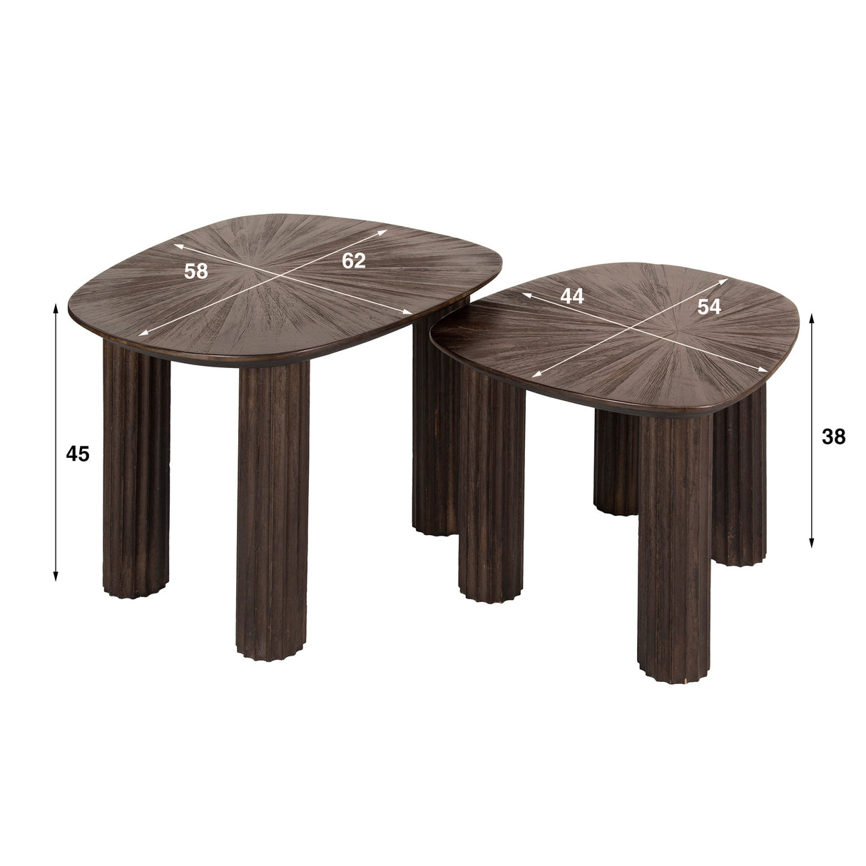 Coffee table set of 2 Myla Organic Square Teak Brown - Japandi