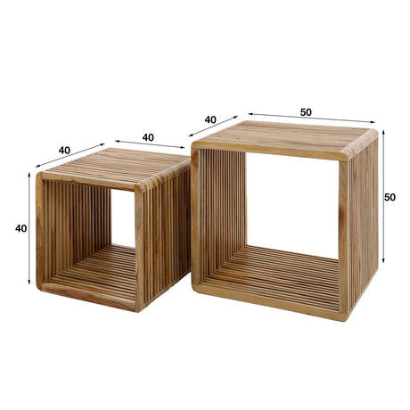 Square Coffee Table Set of 2 Raoul Teak Wood