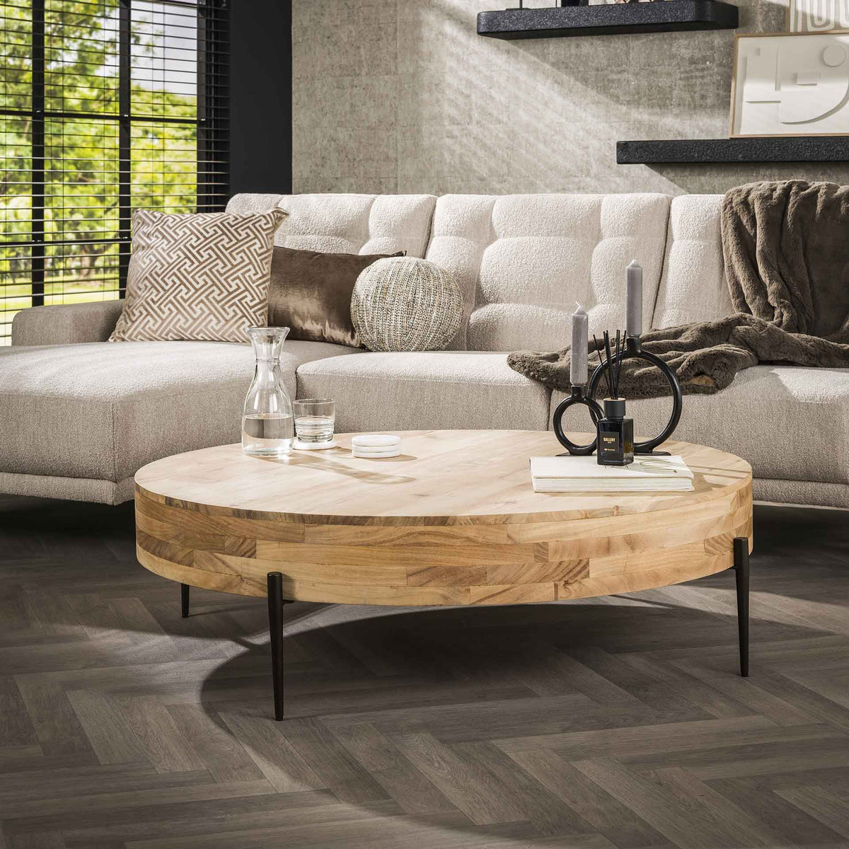 Coffee tables - Round coffee table Caro acacia wood Ø120 cm natural - Dimehouse