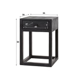 Bedside Table Black Acacia Wood Davey 1 Drawer