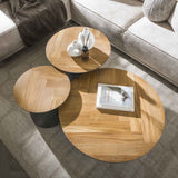 Elva herringbone coffee table set of 3 teak wood - metal frame 