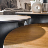 Elva herringbone coffee table set of 3 teak wood - metal frame 