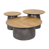 Elva herringbone coffee table set of 3 teak wood - metal frame 