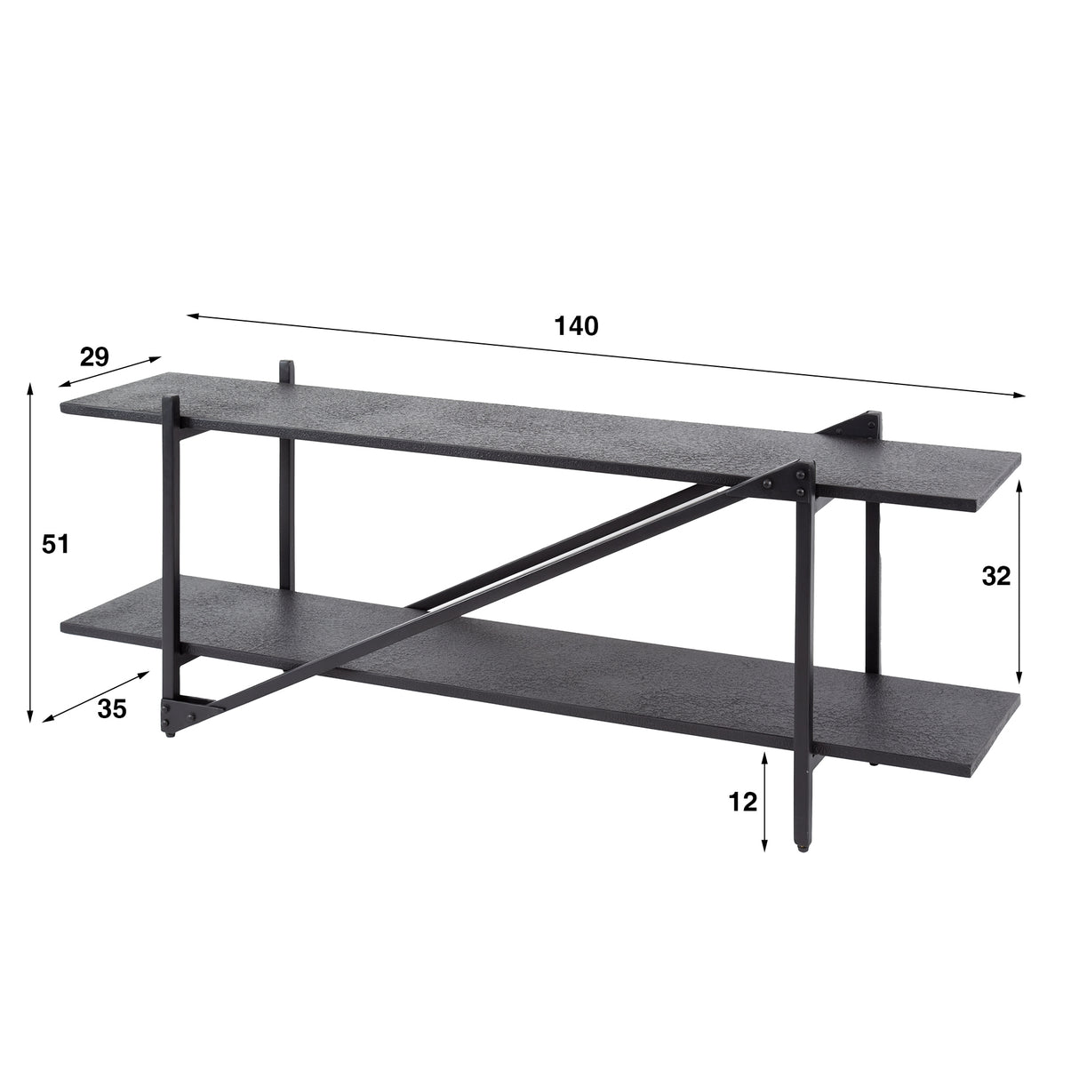 TV Furniture Loek Gray Metal 140 cm 