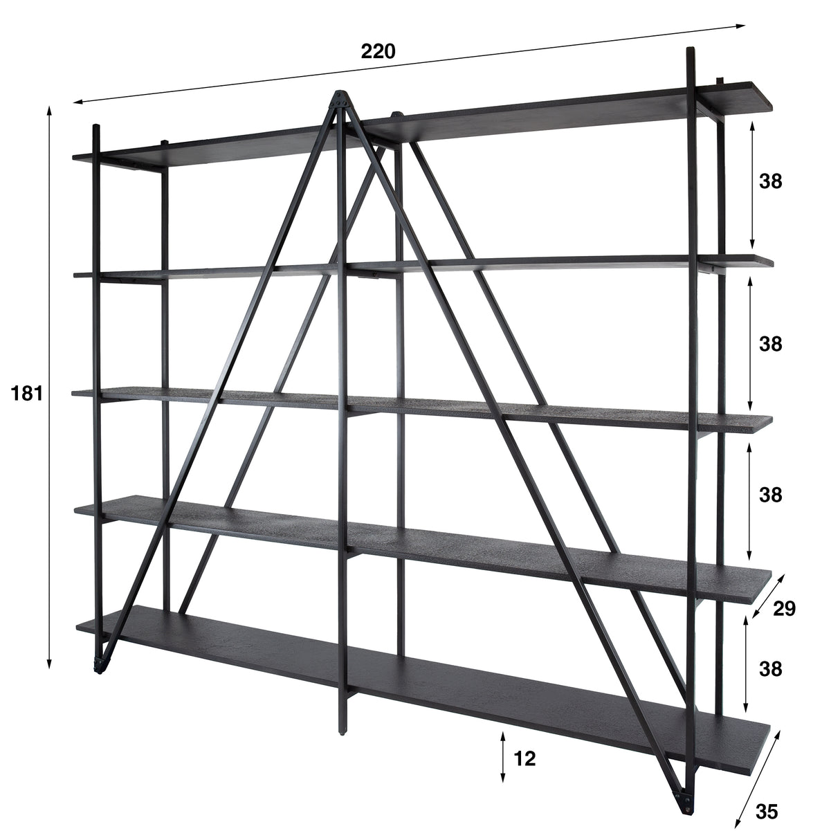 Loek 5-layer Metal Gray Wall Cabinet 220 cm 