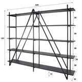 Loek 5-layer Metal Gray Wall Cabinet 220 cm 