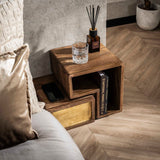 Solano Set of 2 Nightstands Solid Mango Sand Brass 