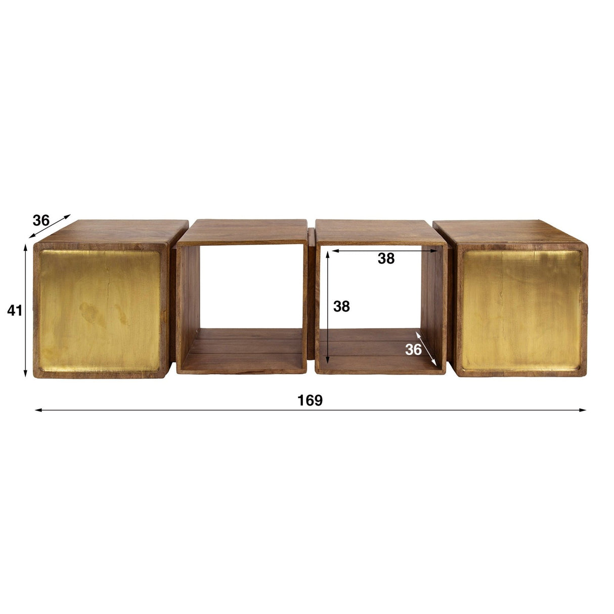 Hanging Sideboard Maceo - Mango wood Sand with Brass Accent 169 cm 