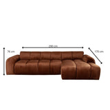 Sofas-Corner sofa with lounge copper velvet textured fabric - stripes - right - Brix-Dimehouse