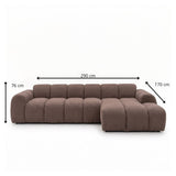 Sofas-Corner sofa with lounge soft brown bouclé fabric - stripes - right - Brix -Dimehouse