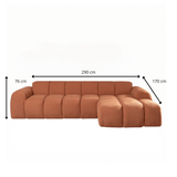 Sofas-Corner sofa with lounge copper bouclé fabric - stripes - right - Brix-Dimehouse