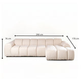 Sofas-Corner sofa with lounge beige bouclé fabric - stripes - right - Brix-Dimehouse