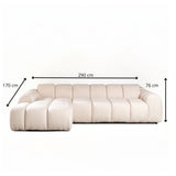 Sofas-Corner sofa with lounge beige bouclé fabric - stripes - left - Brix-Dimehouse
