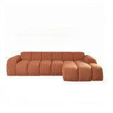 Sofas-Corner sofa with lounge copper bouclé fabric - stripes - right - Brix-Dimehouse